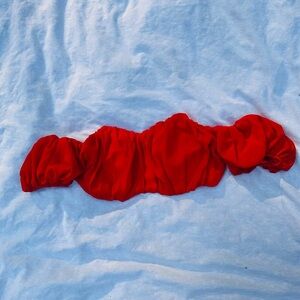 MARBLE Red Off-Shoulder Crop Top